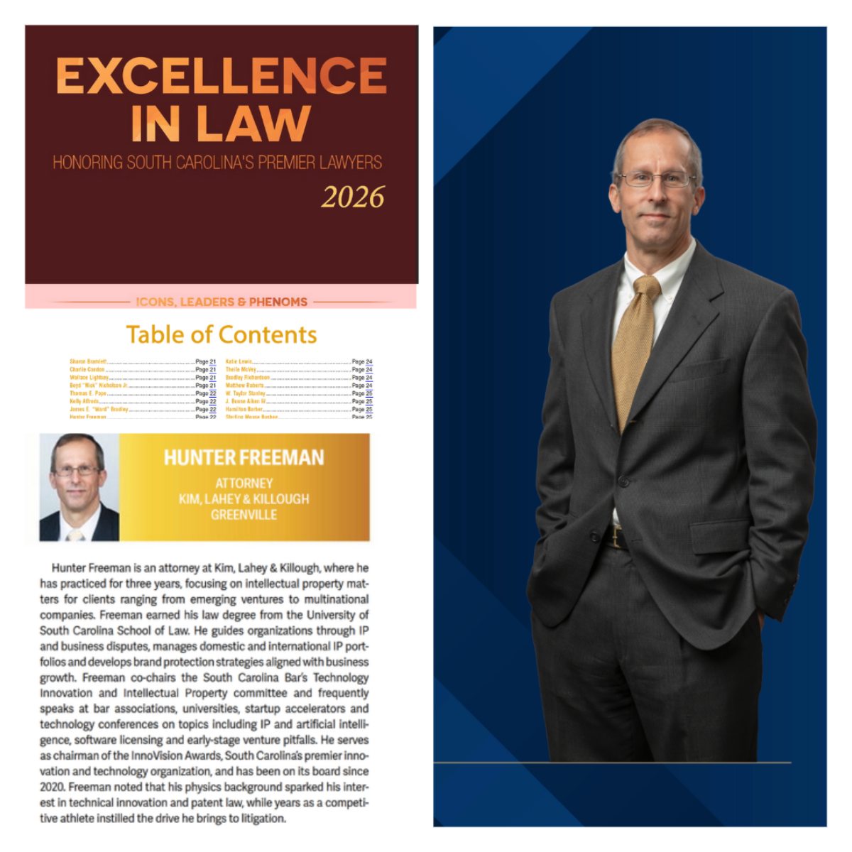 Hunter Freeman Named Leader in the Law by South Carolina Lawyers Weekly